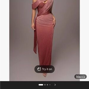 JLUXLABEL One Shoulder Gown in Rose